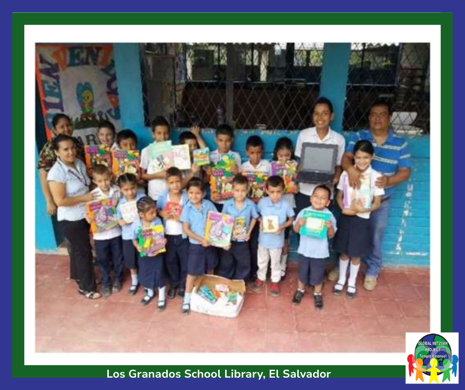 Photo of students at the Los Granados School library in El Salvador